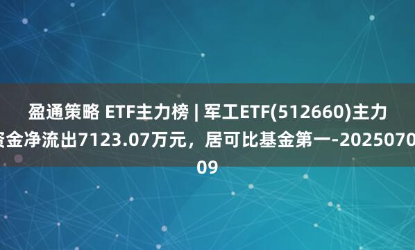盈通策略 ETF主力榜 | 军工ETF(512660)主力资金净流出7123.07万元，居可比基金第一-20250709
